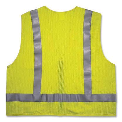 GloWear 8262FRZ Class 2 FR Surveyor Zipper Vest, Tencel/Modacrylic/Para-aramid/Kevlar, Large/X-Large, Lime