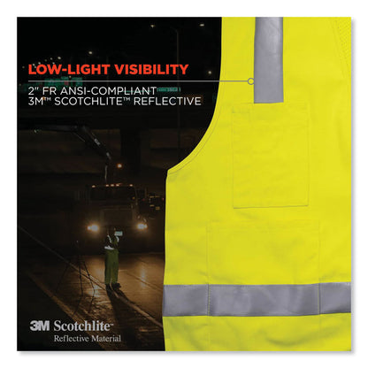 GloWear 8262FRZ Class 2 FR Surveyor Zipper Vest, Tencel/Modacrylic/Para-aramid/Kevlar, Large/X-Large, Lime