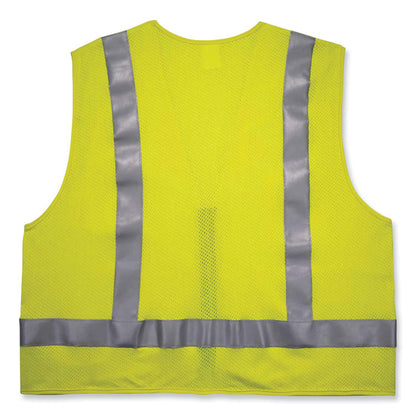 GloWear 8262FRZ Class 2 FR Surveyor Zip Vest, Tencel/Modacrylic/Para-aramid/Kevlar, 4X-Large/5X-Large, Lime