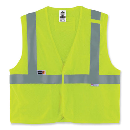 GloWear 8260FRHL Class 2 FR Safety Hook and Loop Vest, Modacrylic/Kevlar, Small/Medium, Lime
