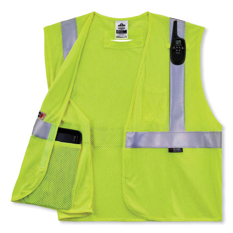 GloWear 8260FRHL Class 2 FR Safety Hook and Loop Vest, Modacrylic/Kevlar, Small/Medium, Lime