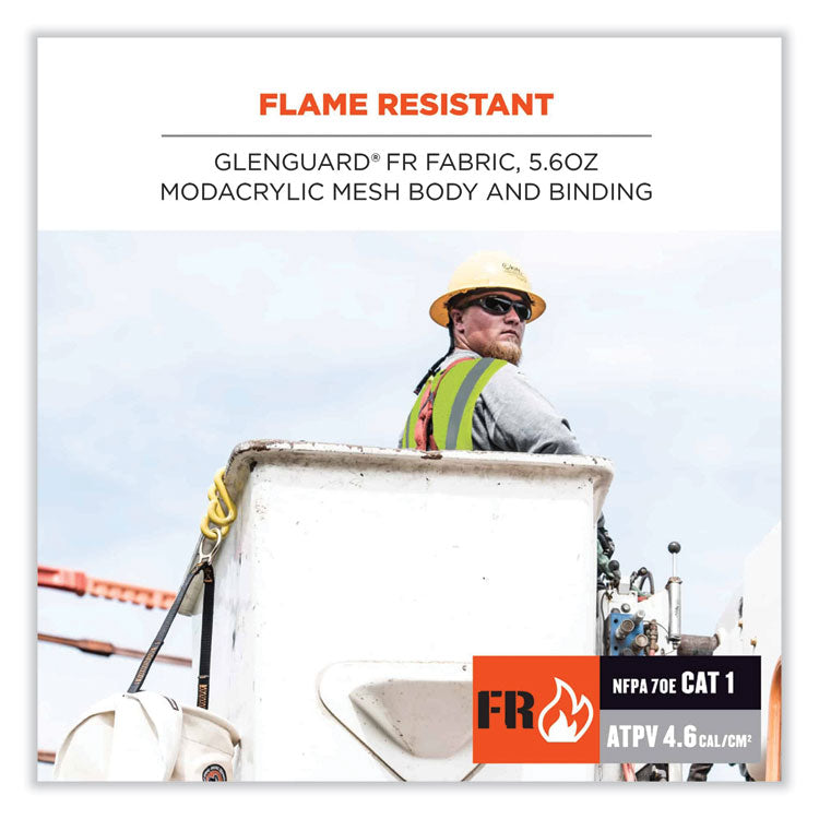 GloWear 8260FRHL Class 2 FR Safety Hook and Loop Vest, Modacrylic/Kevlar, Large/X-Large, Lime