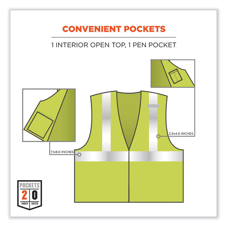 GloWear 8260FRHL Class 2 FR Safety Hook and Loop Vest, Modacrylic/Kevlar, Large/X-Large, Lime