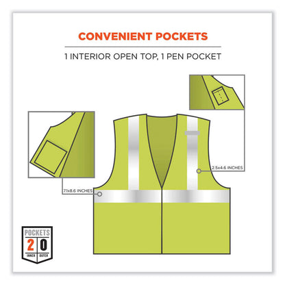 GloWear 8260FRHL Class 2 FR Safety Hook and Loop Vest, Modacrylic/Kevlar, Large/X-Large, Lime