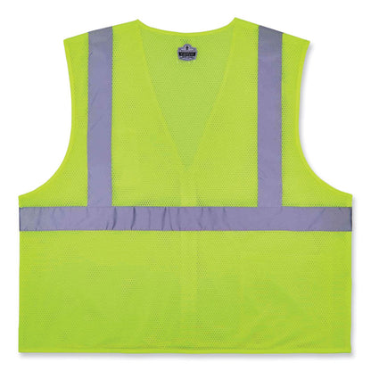 GloWear 8256Z Class 2 Self-Extinguishing Zipper Vest, Polyester, 2X-Large/3X-Large, Lime
