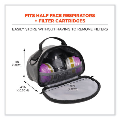 Arsenal 5187 Clamshell Half Respirator Bag with Zipper Closure, 4 x 9 x 5, Gray