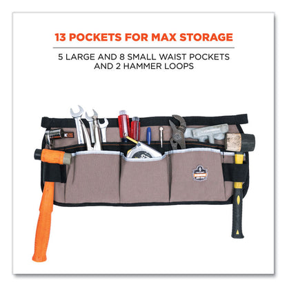 Arsenal 5706 13-Pocket Waist Apron, 13 Compartments, 23 x 9, Canvas, Gray