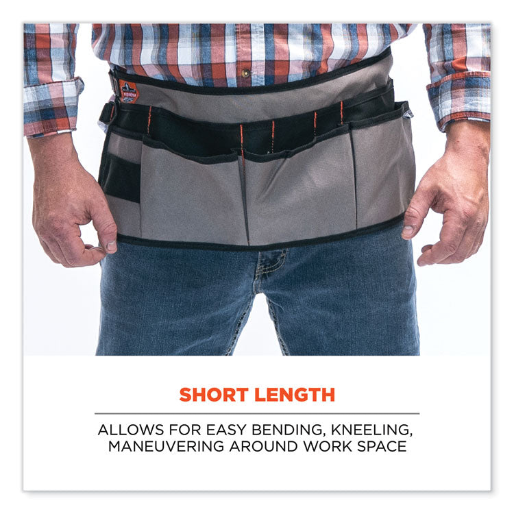 Arsenal 5707 Canvas Waist Apron, 14 Compartments, 25.5 x 34, Canvas, Gray