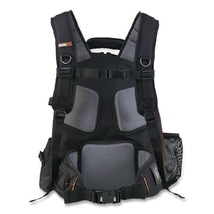 Arsenal 5843 Tool Backpack Dual Compartment, 26 Compartments, 8.5 x 13.5 x 18, Ballistic Polyester, Black/Gray