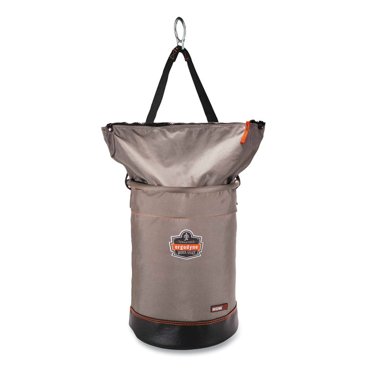 Arsenal 5973 Hoist Bucket Tool Bag with D-Rings and Zipper Top, 150 lb, Gray