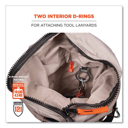 Arsenal 5973 Hoist Bucket Tool Bag with D-Rings and Zipper Top, 150 lb, Gray