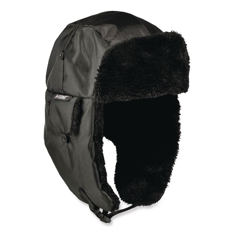 N-Ferno 6802ZI Zipper Trapper Hat + Universal Bump Cap, Front Brim, Small to Medium, Black