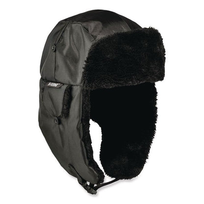 N-Ferno 6802ZI Zipper Trapper Hat + Universal Bump Cap, Front Brim, Small to Medium, Black