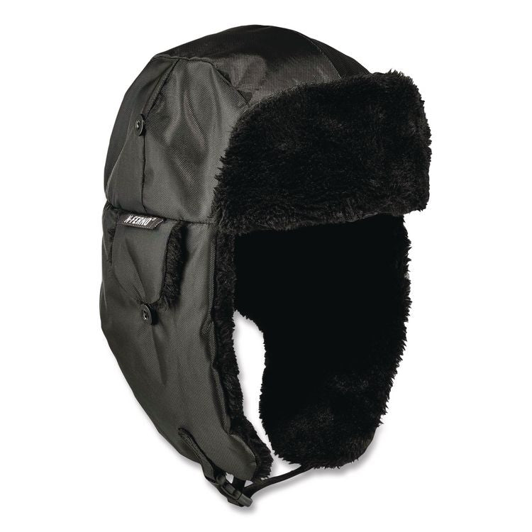 N-Ferno 6802ZI Zipper Trapper Hat + Universal Bump Cap, Front Brim, Large to X-Large, Black