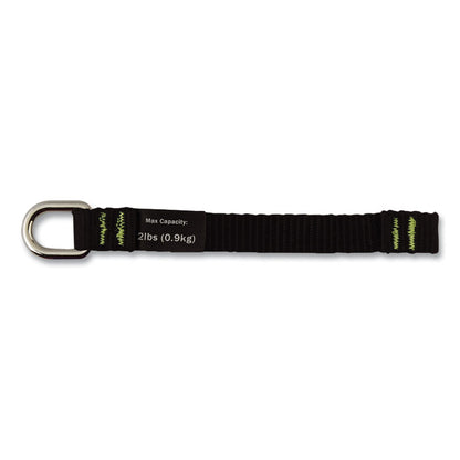 Squids 3700 Nylon Webbing Tool Tails with D-Rings, 2 lb Max Working Capacity, 5.5", Black, 6/Pack, 10 Packs/Carton