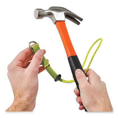 Squids 3703 Elastic Loop Tool Tails with D-Rings, 15 lb Max Working Capacity, 15" Long, Lime, 3/Pack, 20 Packs/Carton