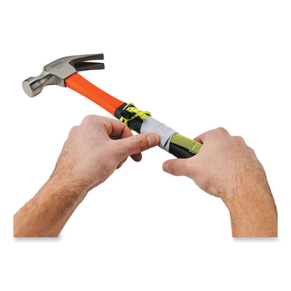 Squids 3703 Elastic Loop Tool Tails with D-Rings, 15 lb Max Working Capacity, 15" Long, Lime, 3/Pack, 20 Packs/Carton