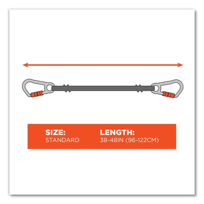 Squids 3111F(x) Tool Lanyard with Stainless Steel Carabiners,15 lb Max Working Capacity, 38" to 48" Long, Orange/Gray