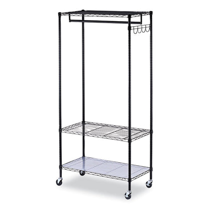 Wire Shelving Garment Rack, 30 Garments, 36w x 18d x 75h, Black