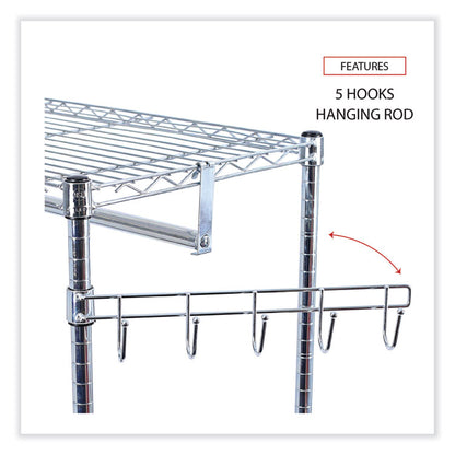 Wire Shelving Garment Rack, 30 Garments, 36w x 18d x 75h, Silver
