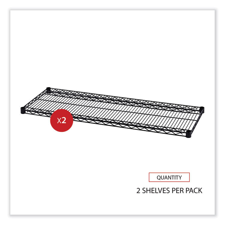 Industrial Wire Shelving Extra Wire Shelves, 48w x 18d, Black, 2 Shelves/Carton