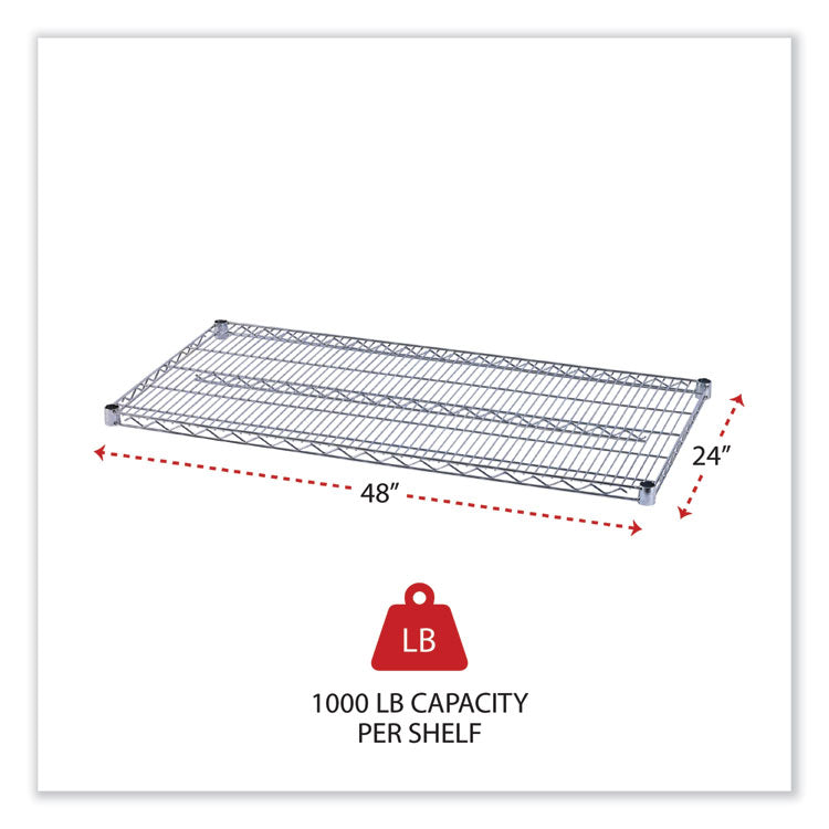 Industrial Wire Shelving Extra Wire Shelves, 48w x 24d, Silver, 2 Shelves/Carton