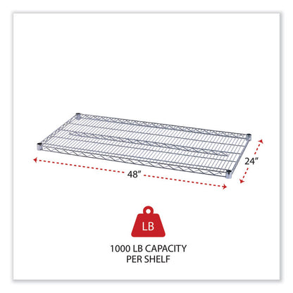 Industrial Wire Shelving Extra Wire Shelves, 48w x 24d, Silver, 2 Shelves/Carton