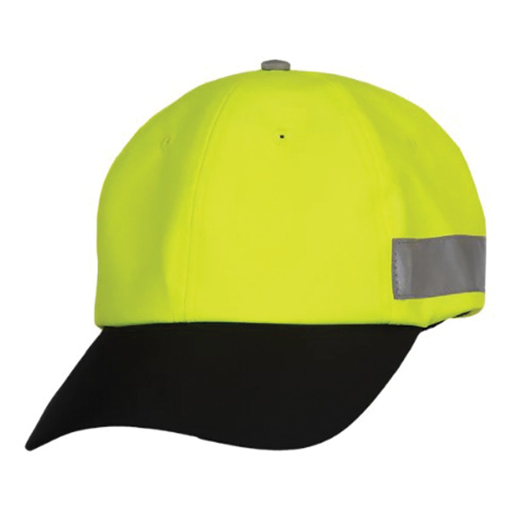 Reflective Apparel by PIP 2-TONE HI-VIS Safety B.ball Hat W/ADJ. Sweatband