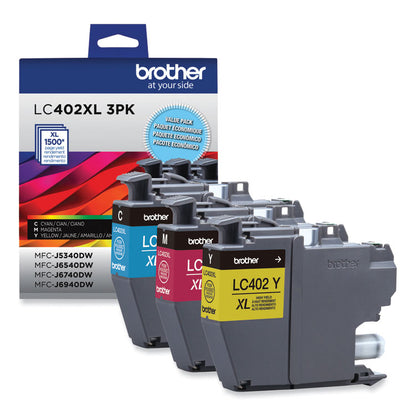 LC402XL3PKS High-Yield Ink, 1,500 Page-Yield, Cyan/Magenta/Yellow