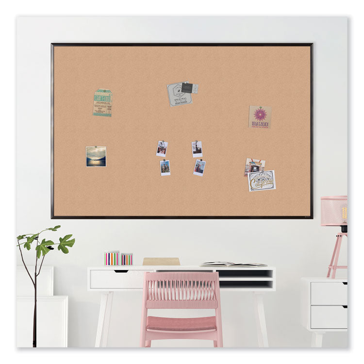 Cork Bulletin Board with Aluminum Frame, 72" x 48" (Actual Size: 70" x 47"), Tan Surface, Black Aluminum Frame