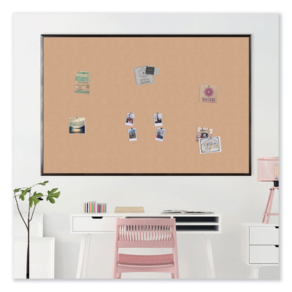 Cork Bulletin Board with Aluminum Frame, 72" x 48" (Actual Size: 70" x 47"), Tan Surface, Black Aluminum Frame