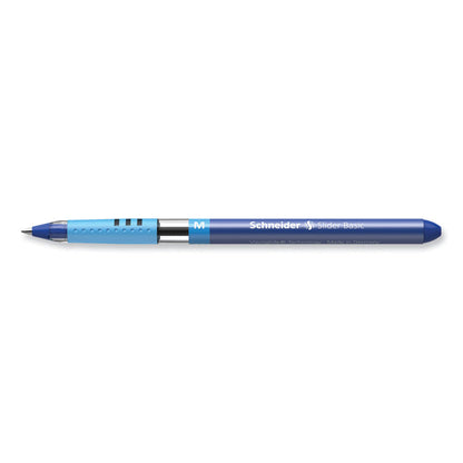 Slider Basic Ballpoint Pen, Stick, Medium 0.8 mm, Blue Ink, Blue Barrel, 10/Box