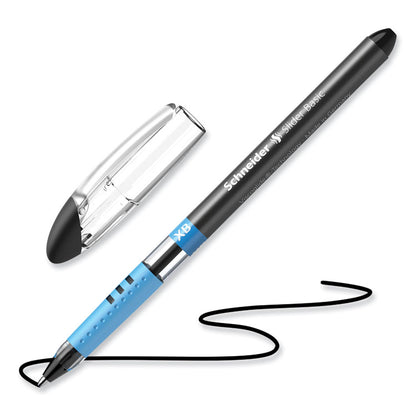 Slider Basic Ballpoint Pen, Stick, Extra-Bold 1.4 mm, Black Ink, Black Barrel, 10/Box