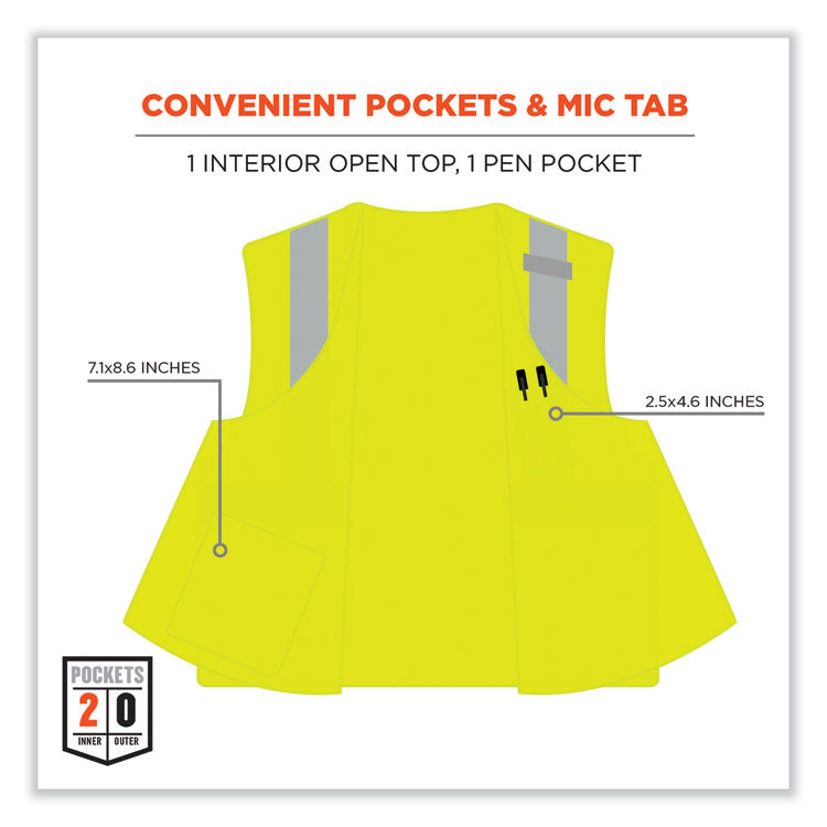 GloWear 8263FRHL Class 2 FR Safety Economy Hook and Loop Vest, Modacrylic Mesh/Cotton, Large/X-Large, Lime