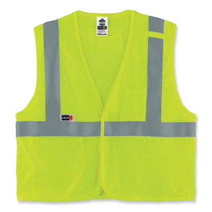 GloWear 8263FRHL Class 2 FR Safety Economy Hook and Loop Vest, Modacrylic Mesh/Cotton, 4X-Large/5X-Large, Lime