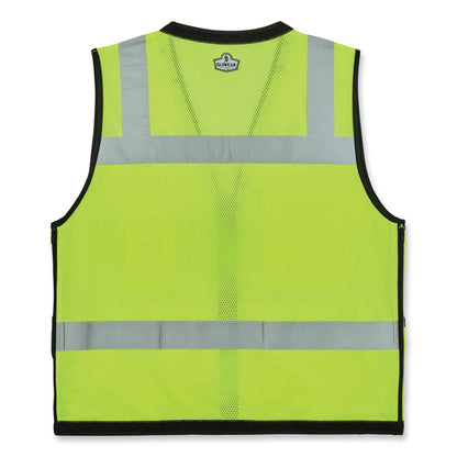 GloWear 8253HDZ Class 2 Heavy-Duty Mesh Surveyors Vest, Polyester, Small/Medium, Lime