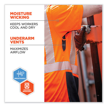GloWear 8283BK Class 2 Lightweight Performance Hi-Vis T-Shirt, 2X-Large, Orange