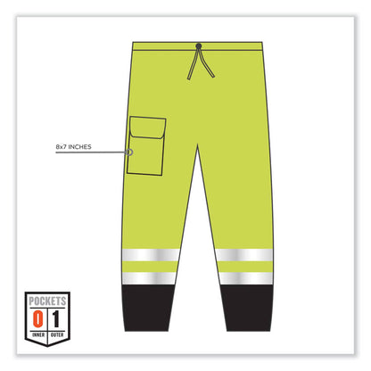 GloWear 8910BK Class E Hi-Vis Pants with Black Bottom, Polyester, 4X-Large/5X-Large, Lime