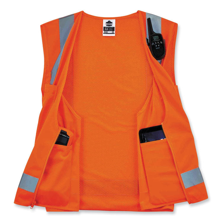 GloWear 8249Z Class 2 Economy Surveyors Zipper Vest, Polyester, X-Small, Orange