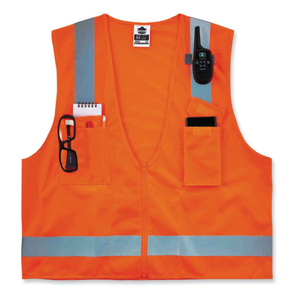 GloWear 8249Z Class 2 Economy Surveyors Zipper Vest, Polyester, X-Small, Orange