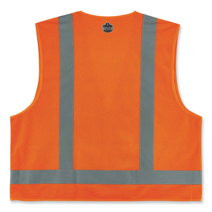 GloWear 8249Z Class 2 Economy Surveyors Zipper Vest, Polyester, Small/Medium, Orange