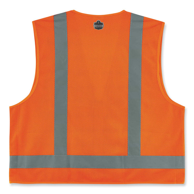 GloWear 8249Z Class 2 Economy Surveyors Zipper Vest, Polyester, Large/X-Large, Orange