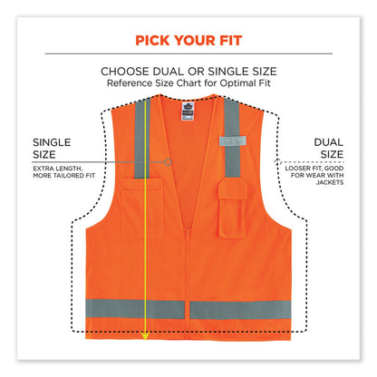 GloWear 8249Z Class 2 Economy Surveyors Zipper Vest, Polyester, Large/X-Large, Orange