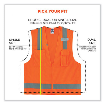GloWear 8249Z Class 2 Economy Surveyors Zipper Vest, Polyester, 2X-Large/3X-Large, Orange