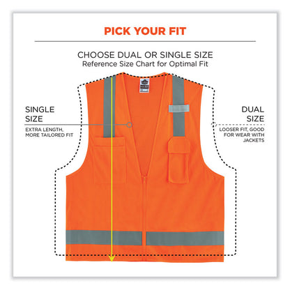 GloWear 8249Z Class 2 Economy Surveyors Zipper Vest, Polyester, 4X-Large/5X-Large, Orange