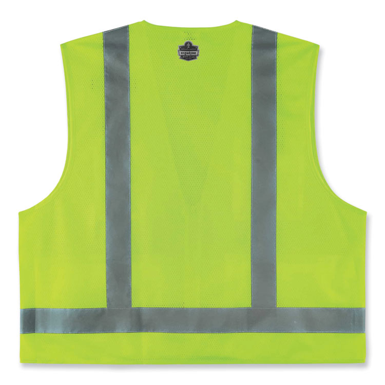 GloWear 8249Z Class 2 Economy Surveyors Zipper Vest, Polyester, X-Small, Lime