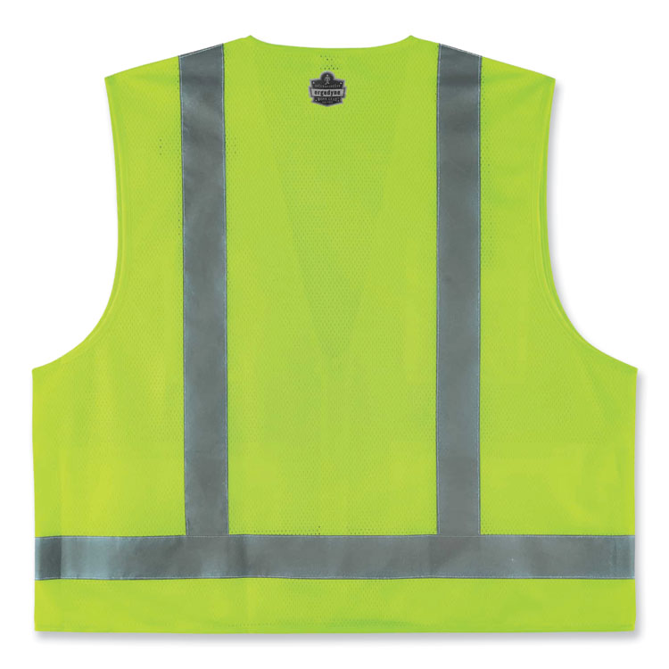 GloWear 8249Z Class 2 Economy Surveyors Zipper Vest, Polyester, Small/Medium, Lime