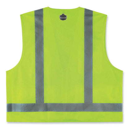 GloWear 8249Z Class 2 Economy Surveyors Zipper Vest, Polyester, 4X-Large/5X-Large, Lime