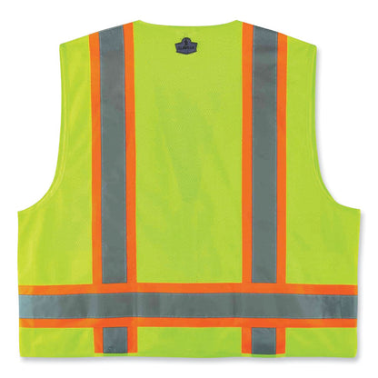 GloWear 8248Z Class 2 Two-Tone Surveyors Zipper Vest, Polyester, 2X-Large/3X-Large, Lime