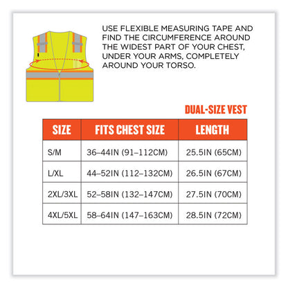 GloWear 8246Z Class 2 Two-Tone Mesh Reflective Binding Zipper Vest, Polyester, 2X-Large/3X-Large, Lime